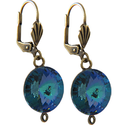 Empty Jewelry Earrings Setting with RING for Dreamtime Crystal 1122 14 mm. Pair.