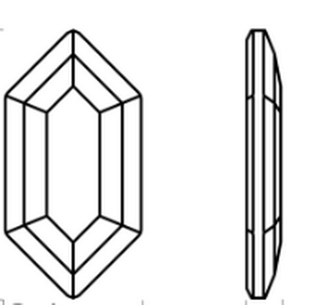 Dreamtime Crystal DC 2776 Large Hexagon Flat Back Crystal AB 11x5.6 mm