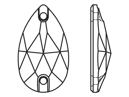 Dreamtime Crystal DC 3230 Pear Sew-on Crystal Shimmer 18x10.5mm