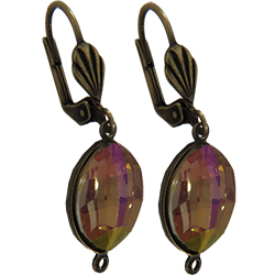 Empty Jewelry Earrings Setting with RING for Dreamtime Crystal 4224 14 x 11 mm. Pair.