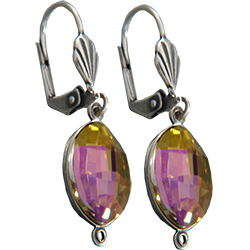 Empty Jewelry Earrings Setting with RING for Dreamtime Crystal 4224 14 x 11 mm. Pair.