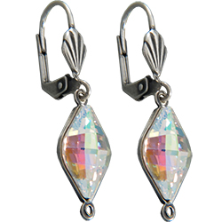 Empty Jewelry Earrings Setting with RING for Dreamtime Crystal 4230 14 x 9 mm. Pair.
