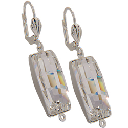 Empty Jewelry Earrings Setting with RING for Dreamtime Crystal 4524 23 x 11 mm. Pair.