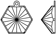 Dreamtime Crystal DC 4699/J Prismatic Hexagon Fancy Stone Setting Rhodium 14x16mm