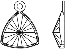 Dreamtime Crystal DC 4799/J Prismatic Triangle Fancy Stone Setting Rhodium 14X14.3mm