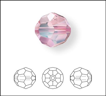 Swarovski 5000 Round Bead Light Rose Shimmer 4mm