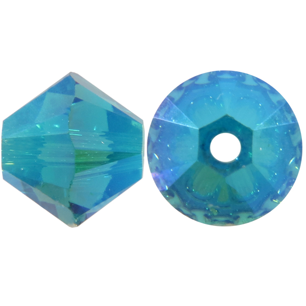Swarovski 5328 Bicone Bead Blue Zircon AB 2X 6mm