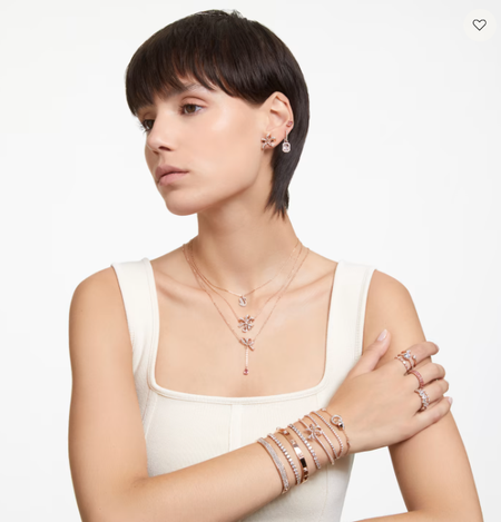 Swarovski Collections - Volta stud earrings Bow, Small, White, Rose gold-tone plated 