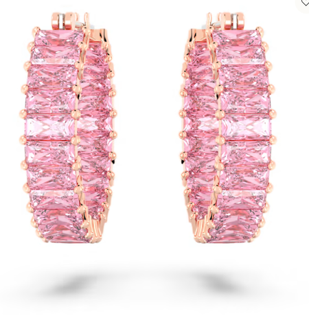 Swarovski Collections - Matrix hoop earringsBaguette cut, Pink, Rose gold-tone plated