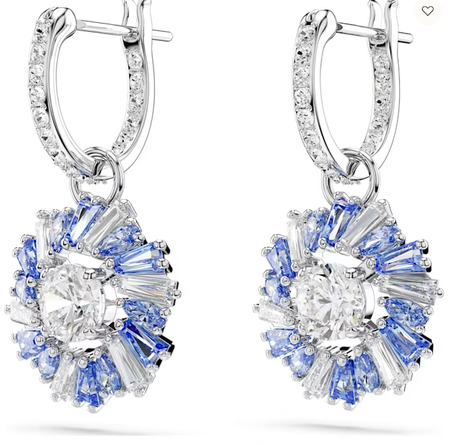 Swarovski Collections - Idyllia drop earrings Flower, Blue, Rhodium plated