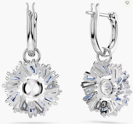 Swarovski Collections - Idyllia drop earrings Flower, Blue, Rhodium plated