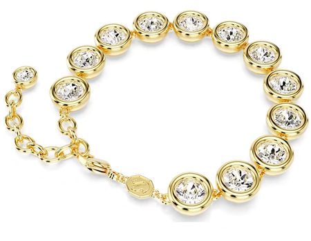 Swarovski Collection Imber bracelet Round cut, White, Gold-tone plated