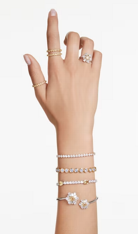 Swarovski Collection Imber bracelet Round cut, White, Gold-tone plated