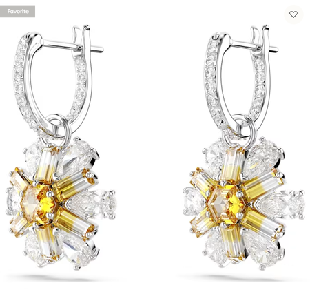 Swarovski Collections - Idyllia drop earrings Flower, Yellow, Rhodium plated
