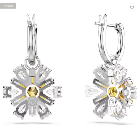Swarovski Collections - Idyllia drop earrings Flower, Yellow, Rhodium plated