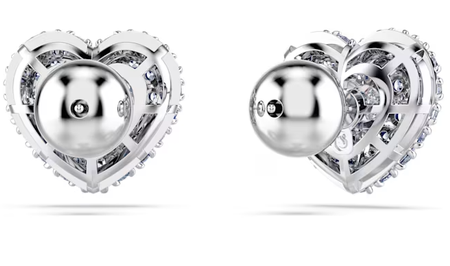 Swarovski Collections - Hyperbola stud earrings Heart, Blue, Rhodium plated