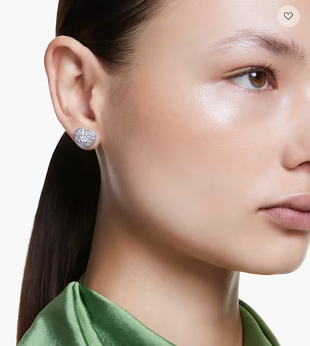 Swarovski Collections - Hyperbola stud earrings Heart, Blue, Rhodium plated