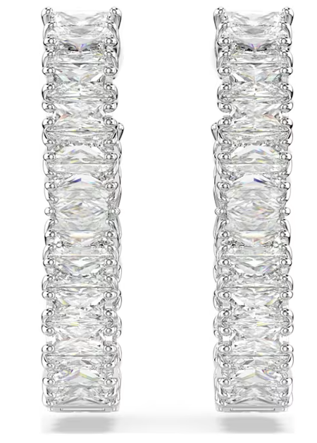 Swarovski Collections - Hyperbola hoop earrings Infinity, White, Rhodium plated