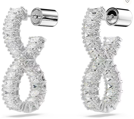 Swarovski Collections - Hyperbola hoop earrings Infinity, White, Rhodium plated