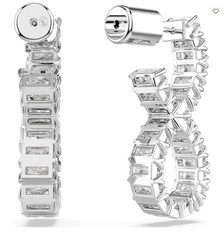 Swarovski Collections - Hyperbola hoop earrings Infinity, White, Rhodium plated