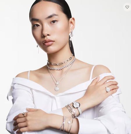 Swarovski Collections - Hyperbola hoop earrings Infinity, White, Rhodium plated