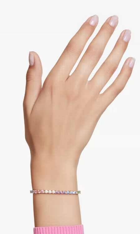 Swarovski Collection Matrix bracelet Round cut, Multicolored, Gold-tone plated