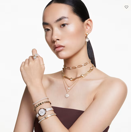 Swarovski Collection Numina bangle Round cut, White, Gold-tone plated