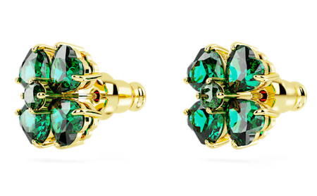 Swarovski Collections - Idyllia stud earrings Clover, Green, Gold-tone plated