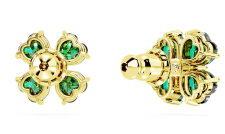 Swarovski Collections - Idyllia stud earrings Clover, Green, Gold-tone plated