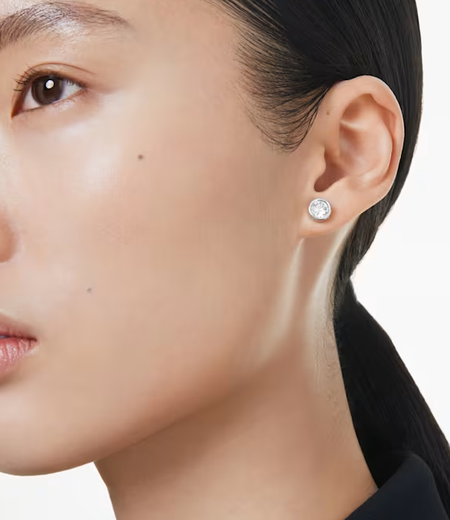 Swarovski Collections - Imber stud earrings Round cut, White, Rhodium plated