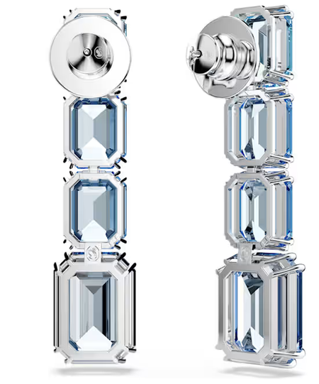 Swarovski Collections - Millenia drop earrings Octagon cut, Color gradient, Blue, Rhodium plated