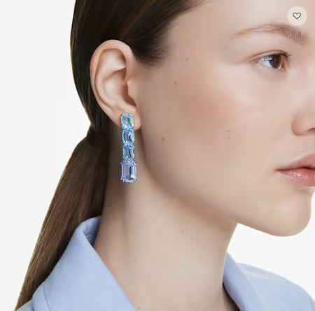 Swarovski Collections - Millenia drop earrings Octagon cut, Color gradient, Blue, Rhodium plated