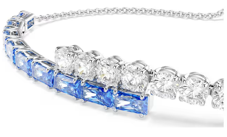 Swarovski Collections Matrix bracelet Mixed cuts, Blue, Rhodium plated