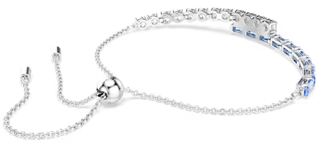 Swarovski Collections Matrix bracelet Mixed cuts, Blue, Rhodium plated