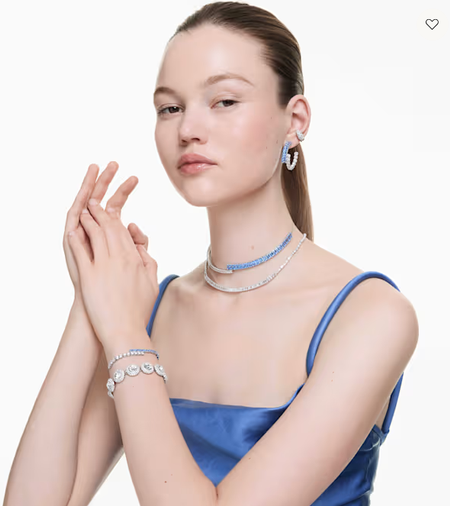 Swarovski Collections Matrix bracelet Mixed cuts, Blue, Rhodium plated