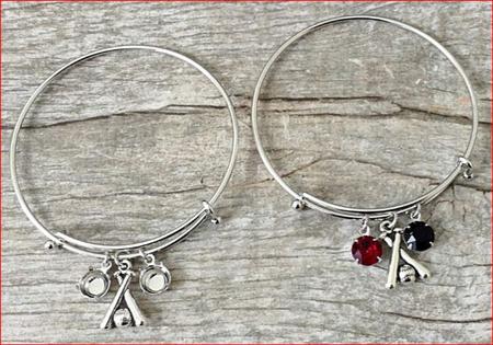 Empty 8.5mm (SS39) Baseball Charm Bangle Bracelet, One Piece