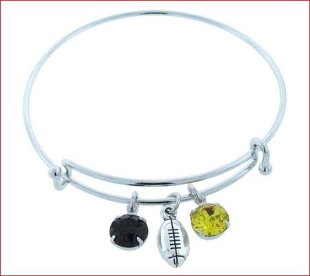 Empty 8.5mm (SS39) Football Charm Bangle Bracelet, One Piece