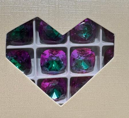 Bling! 4470 Crystal Square Cushion Faceted Fancy Stone, Heliotrope 12mm