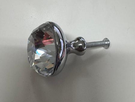 Crystal Cabinet Drawer Pull or Drawer Knob 30mm Crystal/Silver with Screw