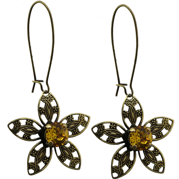 Flower Filigree Earring with Empty 8.5 mm (SS39) Center Setting, Lever Back.