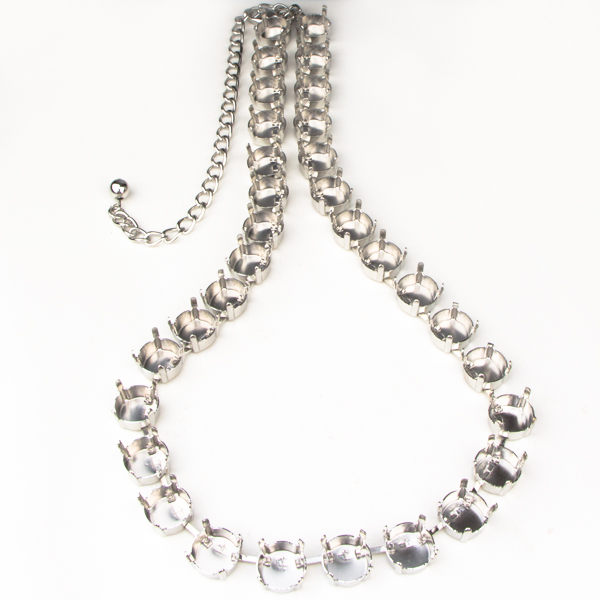 Empty ss47 with 32 Boxes Round Necklace Rhodium