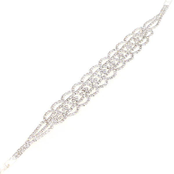Oval Accent Tennis Bracelet, Crystal/Silver