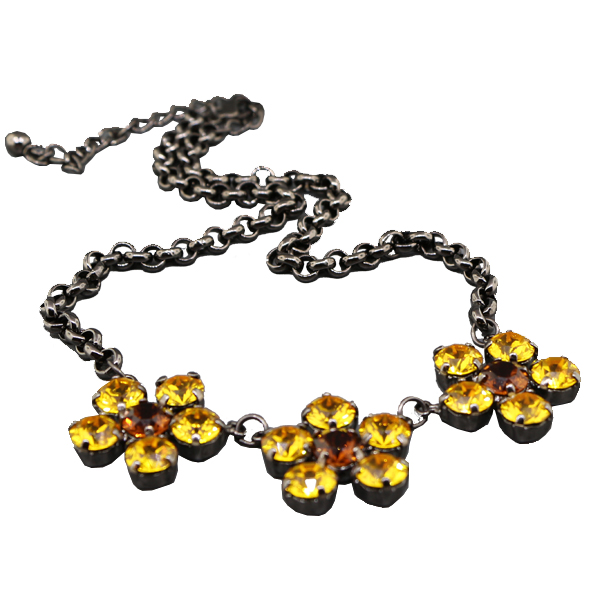Empty 8.5mm (39ss) Three Flower Statement Necklaces