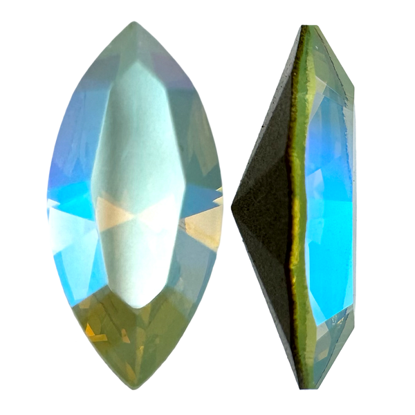 Swarovski 4228 Navette Fancy Stone Chrysolite Opal Shimmer 15x7mm