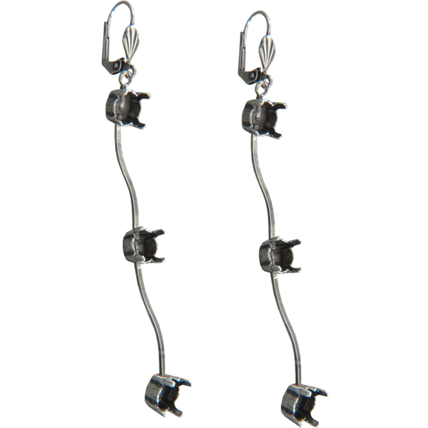 Empty Jewelry Wavy Earrings Lever Back for Dreamtime Crystal 1088 SS29. Pair.