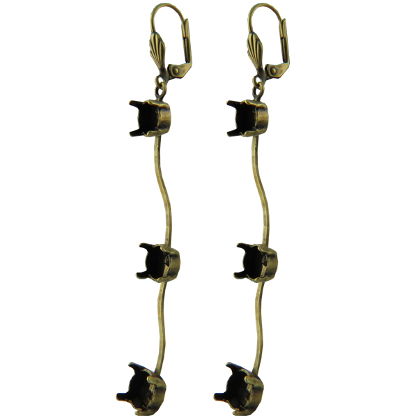 Empty Jewelry Wavy Earrings Lever Back for Dreamtime Crystal 1088 SS29. Pair.