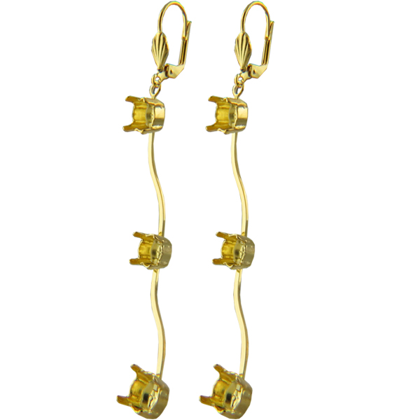Empty Jewelry Wavy Earrings Lever Back for Dreamtime Crystal 1088 SS29. Pair.