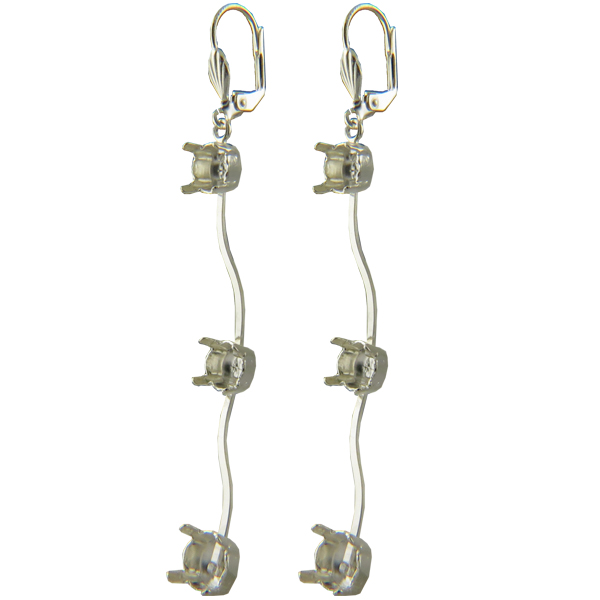 Empty Jewelry Wavy Earrings Lever Back for Dreamtime Crystal 1088 SS39. Pair.