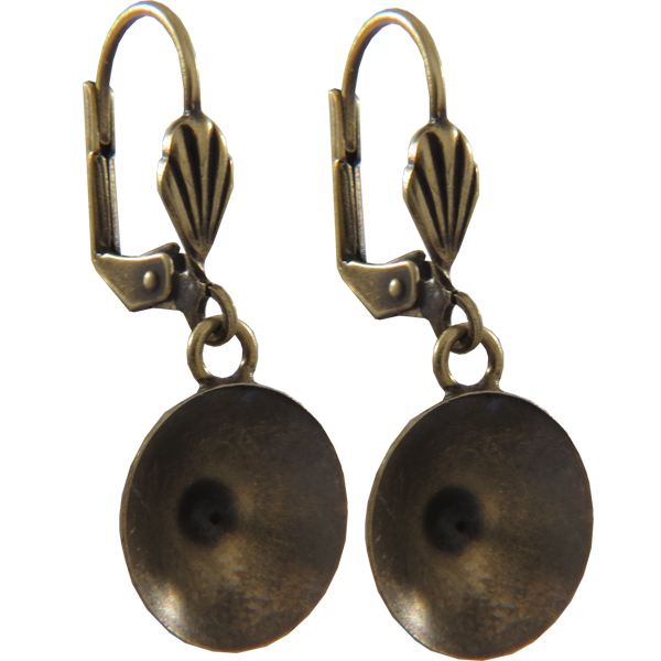 Empty Jewelry Earrings Setting for Dreamtime Crystal 1122 12 mm. Pair.