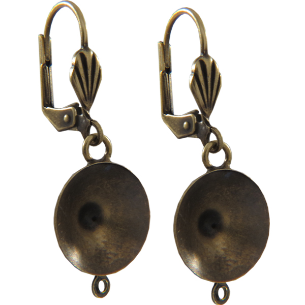 Empty Jewelry Earrings Setting with RING for Dreamtime Crystal 1122 14 mm. Pair.